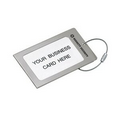 Brushed Steel Luggage Tag w/ Steel Cable Strap